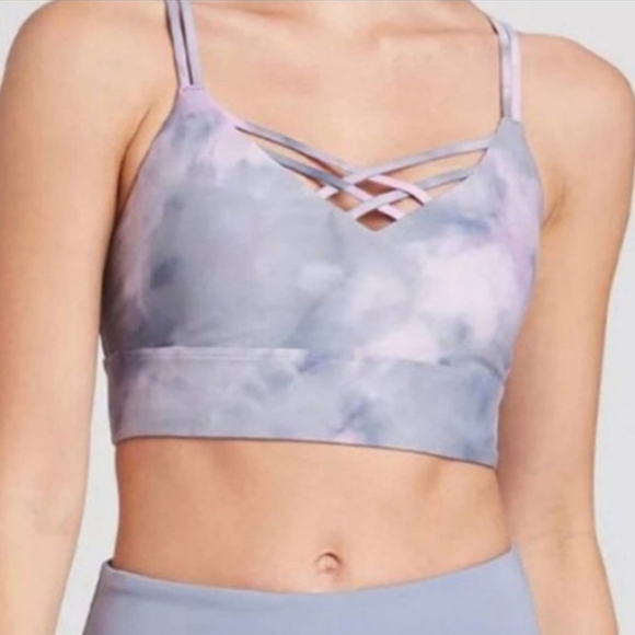 SALE Joylab Tie Dye M Sports Bra, Pink Orange Purple size 4 6 - Picture 4 of 10